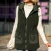 Gilet long sans manches en velours à bulles pour femmes, couleur unie, fermeture éclair, taille réglable_voghion.com