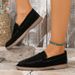 Slip-On Loafers For Women, Frosted Flat-Soled Lazy Retro Single Shoes, Large-Size Casual Shoes_voghion.com