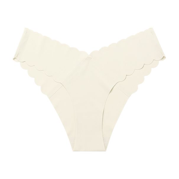 Culotte une pièce en dentelle ondulée en forme de V, sans coutures, en soie glacée, grande taille, entrejambe en pur coton, pour femme_voghion.com
