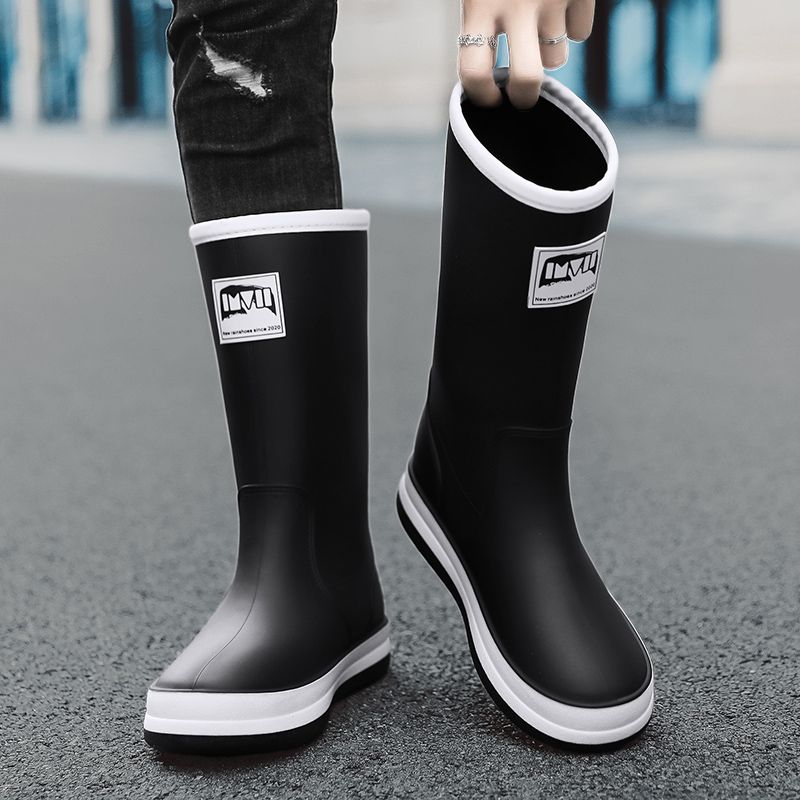 Cotton men's high tube outer waterproof rain shoes, sizes 39-44_voghion.com