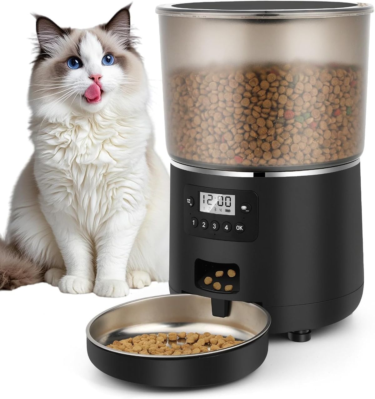 Katze, Apritsce 4L Katzenfutter Automat Mit Edelstahlnapf Und Timer, 1-4 Mahlzeiten Pro Tag Futterspender Katze, Automatic Cat Feeder Für Kleine Und_voghion.com