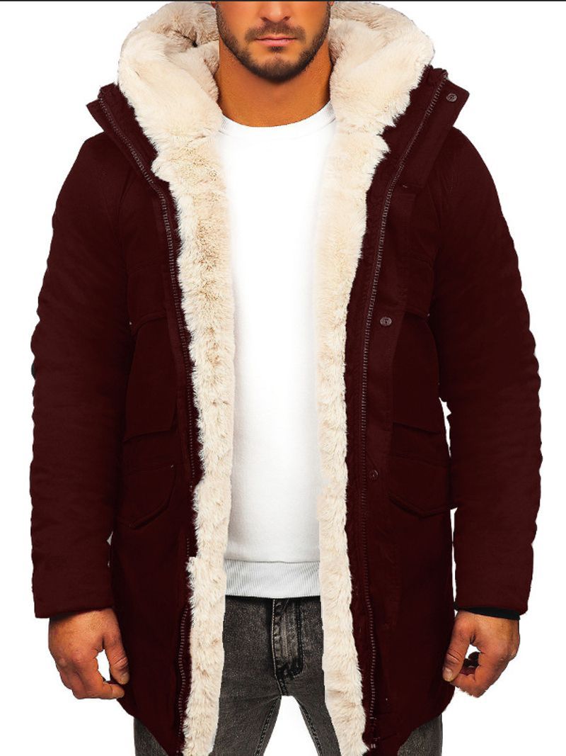Giacca termica spessa con cappuccio in lana singola, cappotto in morbido cotone in pelle artificiale_voghion.com