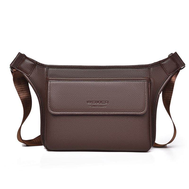 Men's Bags High End Retro Trend Large Capacity Waterproof Shoulder Bag Men's Lychee Pattern Bag_voghion.com