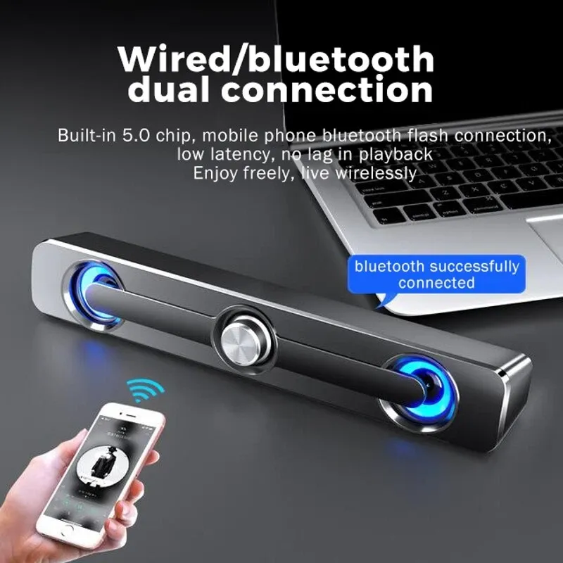 Surround Sound LED PC Computer Desktop Speakers Gaming USB/ Bluetooth Soundbar_voghion.com