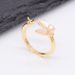 2025 High-end Zircon Pearl Shell Bowknot Ring For Women, Adjustable Open Colorful Gemstone Ring, Ins Trend, 14K Gold Plated_voghion.com