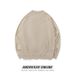 Men's Distressed Knit Sweater - Trendy Loose Fit Crewneck Pullover With Unique Jacquard Design, Autumn Casual Style (Available In Beige, Sizes S-XL)_voghion.com
