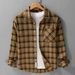 Trendy Plaid Long Sleeved Shirt For Men, Fashionable And Versatile, Artistic And Casual, Loose Brushed Top Jacket_voghion.com