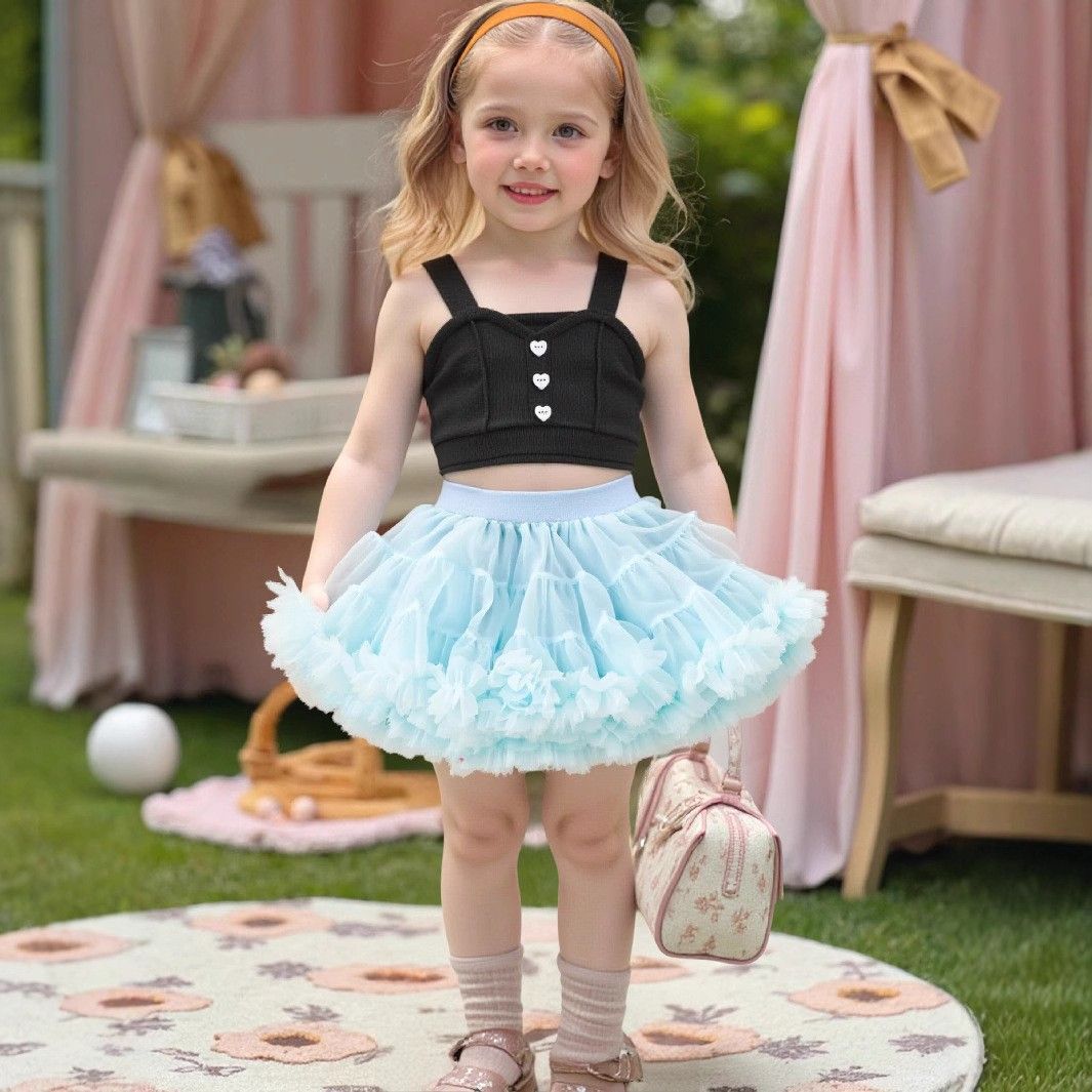 Kinderkleding Meisjes Hart Knoop Gebreide Trui Vest Rok Pak_voghion.com