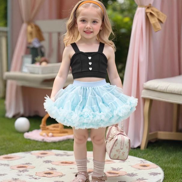 Kinderkleding Meisjes Hart Knoop Gebreide Trui Vest Rok Pak_voghion.com