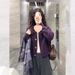 Cappotto in pile di procione color uva viola da donna, stile casual e casual per primavera e autunno, morbido capospalla lavorato a maglia_voghion.com