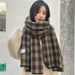 Geruite sjaal voor dames met gevoel voor sfeer, verdikt in herfst en winter, Koreaanse stijl, high-end, student_voghion.com