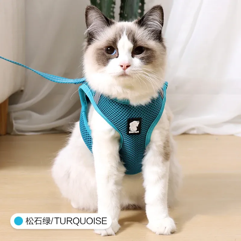 Arnés para gatos, correa de malla suave, transpirable, reflectante, ajustable, para pasear perros y gatitos, accesorios para gatos._voghion.com