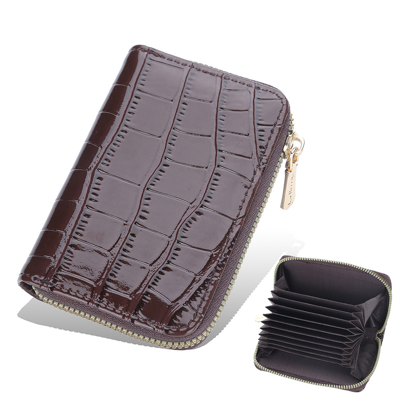 Baellerry porte-carte accordéon motif crocodile minimaliste pour femme porte-monnaie à fermeture éclair 9 emplacements pour cartes portefeuille porte-carte neutre vente en gros_voghion.com