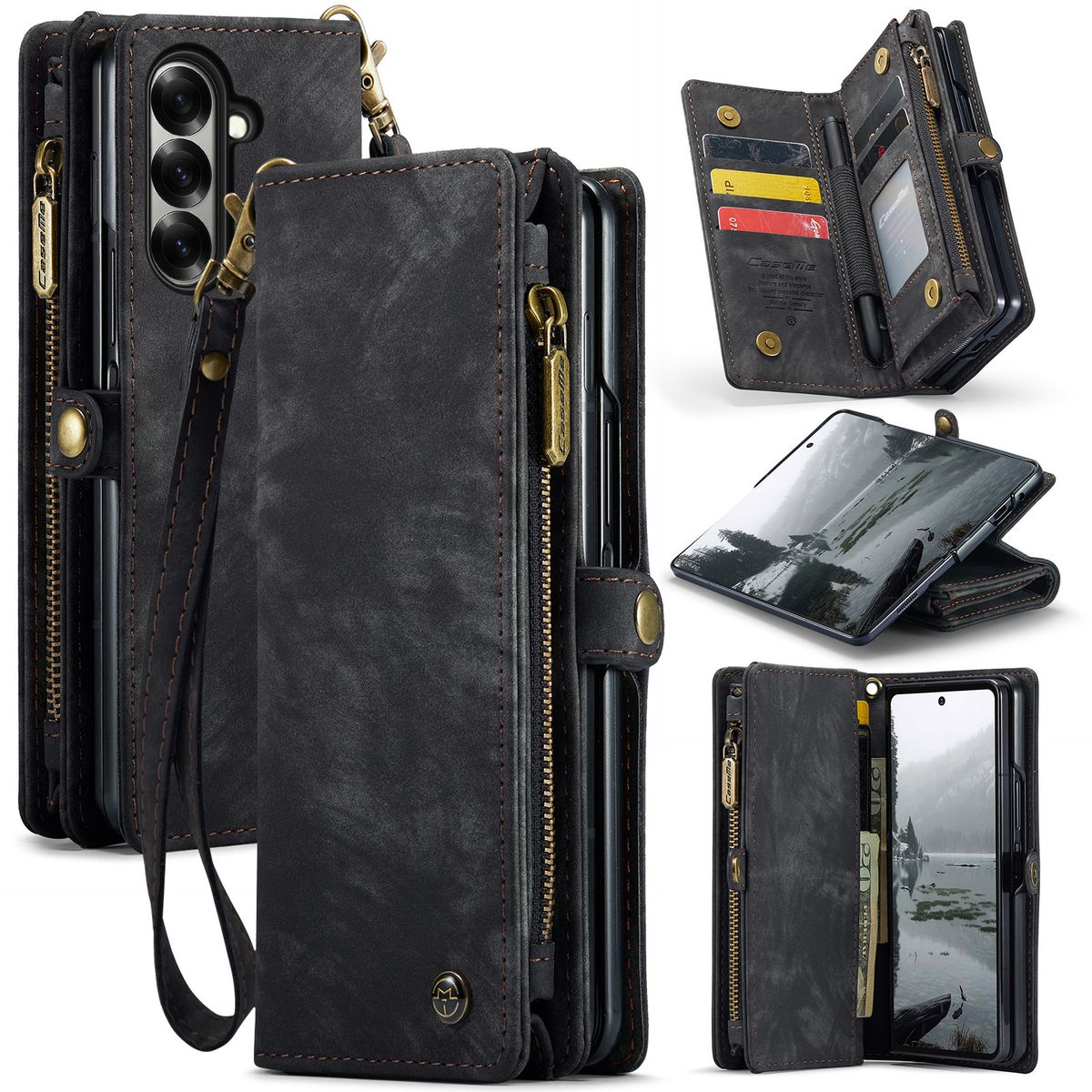 Compatible With New Samsung Fold7 Flip Z FOLD6 Card Slot Phone Leather Case Multifunctional Wallet_voghion.com