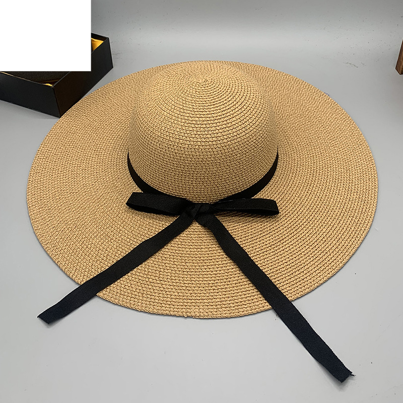 Crypto paper braid foldable sunshade beach hat travel seaside big eaves hat easy to carry large straw hats_voghion.com