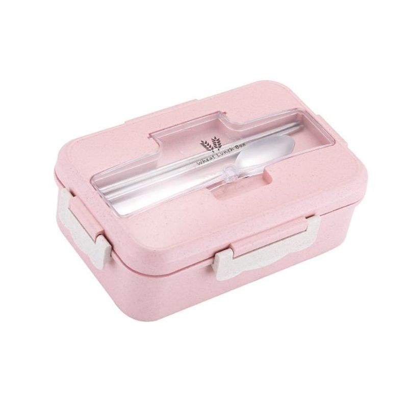Split Microwaveable Oven Lunch Box With Stainless Steel Tableware_voghion.com
