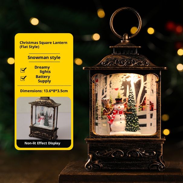 Christmas LED Water-Filled Lantern Decor - Santa, Reindeer, Angel & Kids Figurines - Vintage Bronze Tabletop Decoration For Holiday Tree_voghion.com