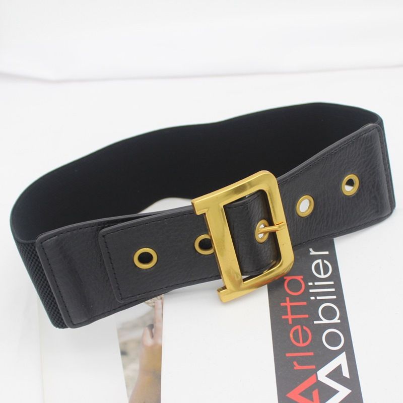 Cintura elastica da donna con anello a D, cintura larga da corsetto per abiti e completi alla moda (cintura regolabile e comoda)_voghion.com