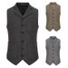 Men's Herringbone Single-breasted Vest Men's Suit Vest_voghion.com