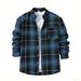 Men's Plaid Flannel Shirt - Soft Brushed Cotton Blend, Relaxed Fit, Lightweight Long Sleeve Open Front Shirt For Casual & Smart Wear_voghion.com