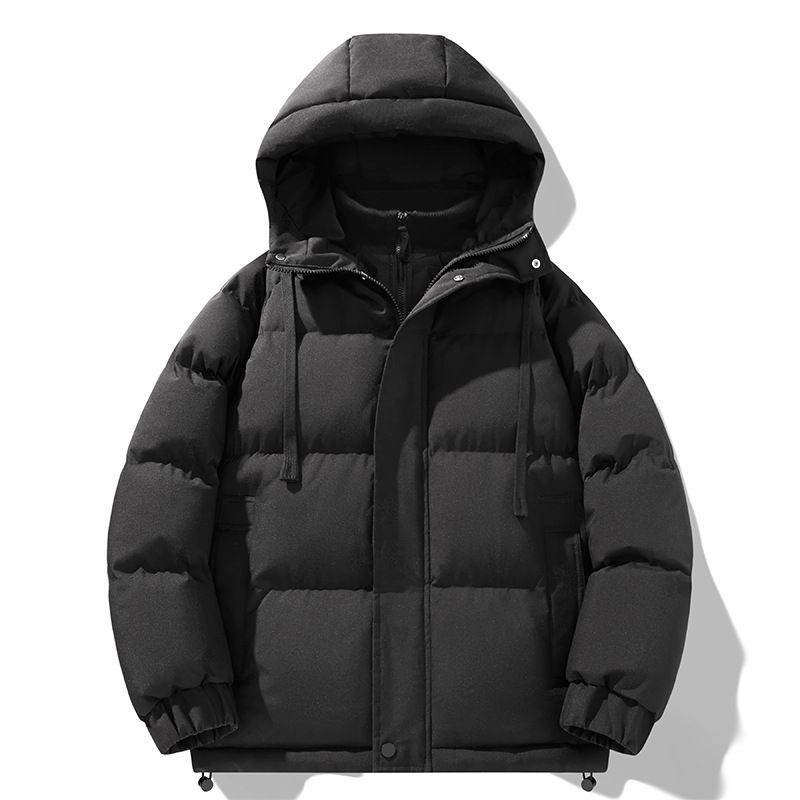 Cappotto invernale con cappuccio coordinato per coppia - Giacca foderata in pile in stile coreano, vestibilità slim, con cerniera, isolamento termico (nero/beige/blu ghiaccio/giallo senape)_voghion.com