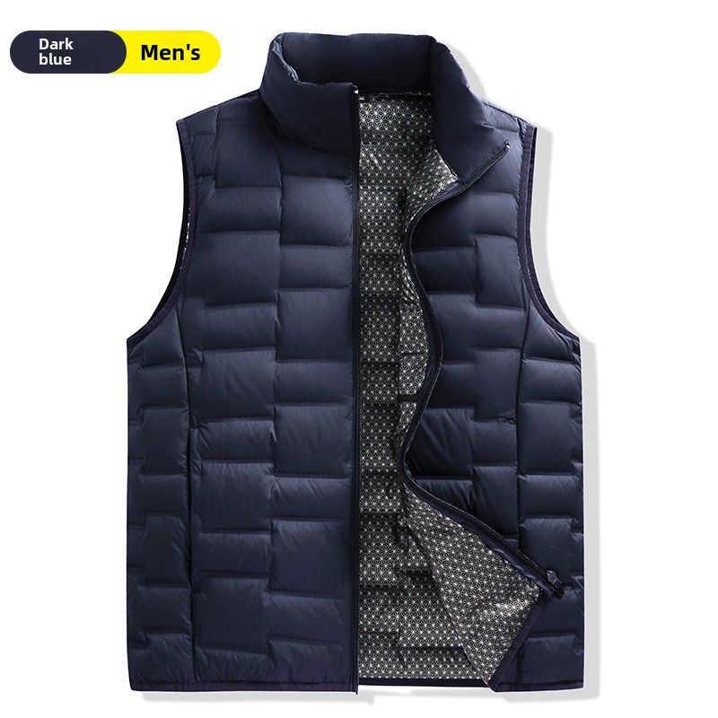 Men 2024 Autumn Winter New Stand Collar Inner Layer Warm Vest Lightweight Down Jacket Women_voghion.com