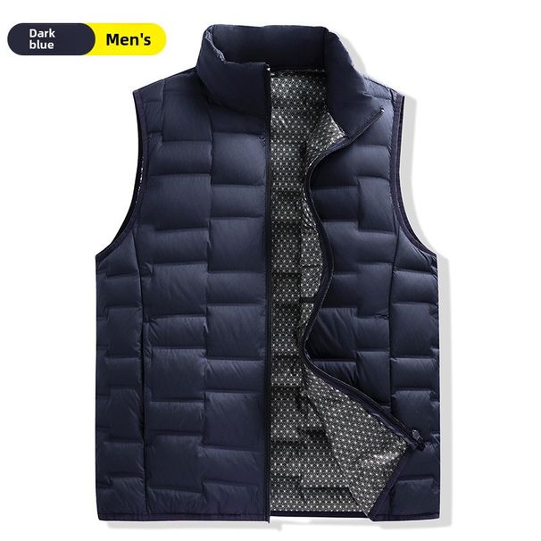 Men 2024 Autumn Winter New Stand Collar Inner Layer Warm Vest Lightweight Down Jacket Women_voghion.com