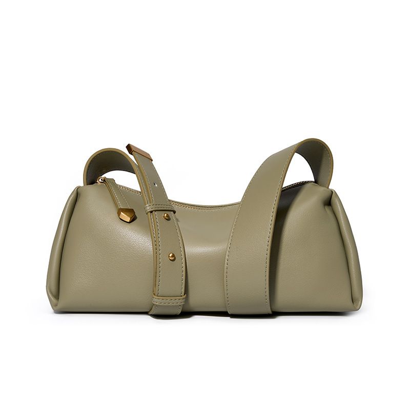Rindsleder Schwarze Tasche Echtes Leder Umhängetasche Weibliche Hochwertige Baguette Unterarmtasche Sommer Weiche Leder Weibliche Tasche_voghion.com