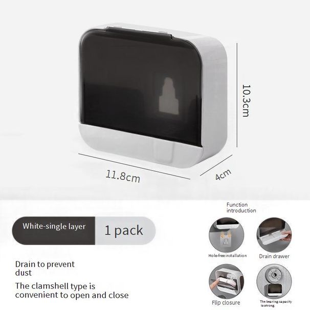 Minimālistisks sienas ziepju trauks ar vāku, liels, neslīdošs ziepju turētājs vannas istabas ūdens notekas dizainam, urbšana nav nepieciešama_voghion.com