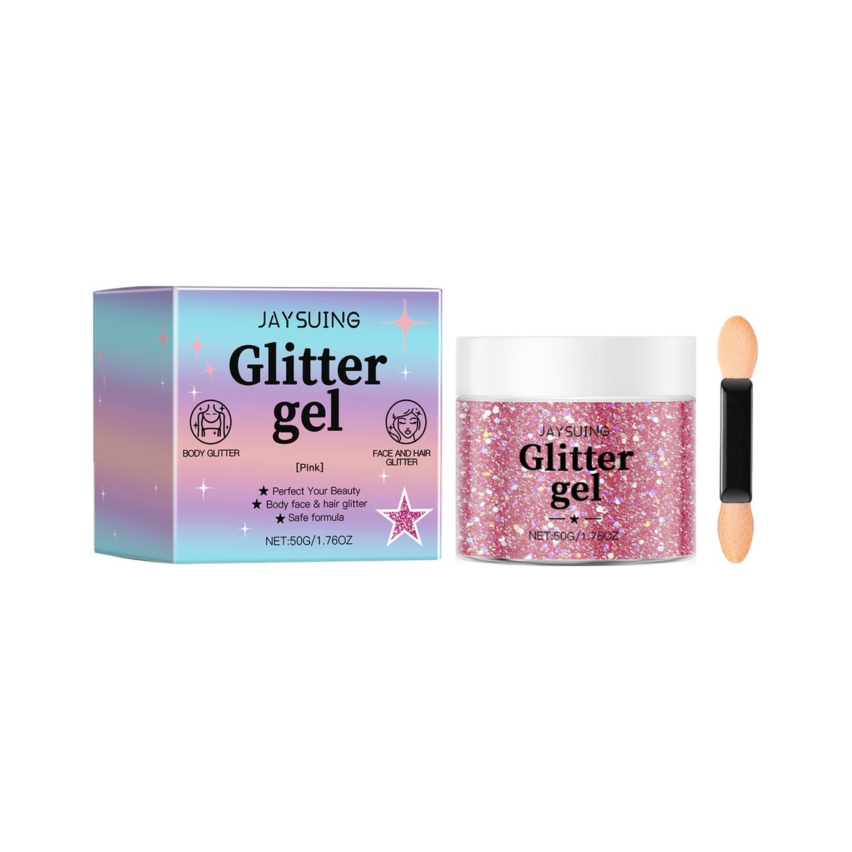 Jaysuing Pink Glitter Gel Body Face Universal High Gloss Oogschaduw Diamond Gel_voghion.com