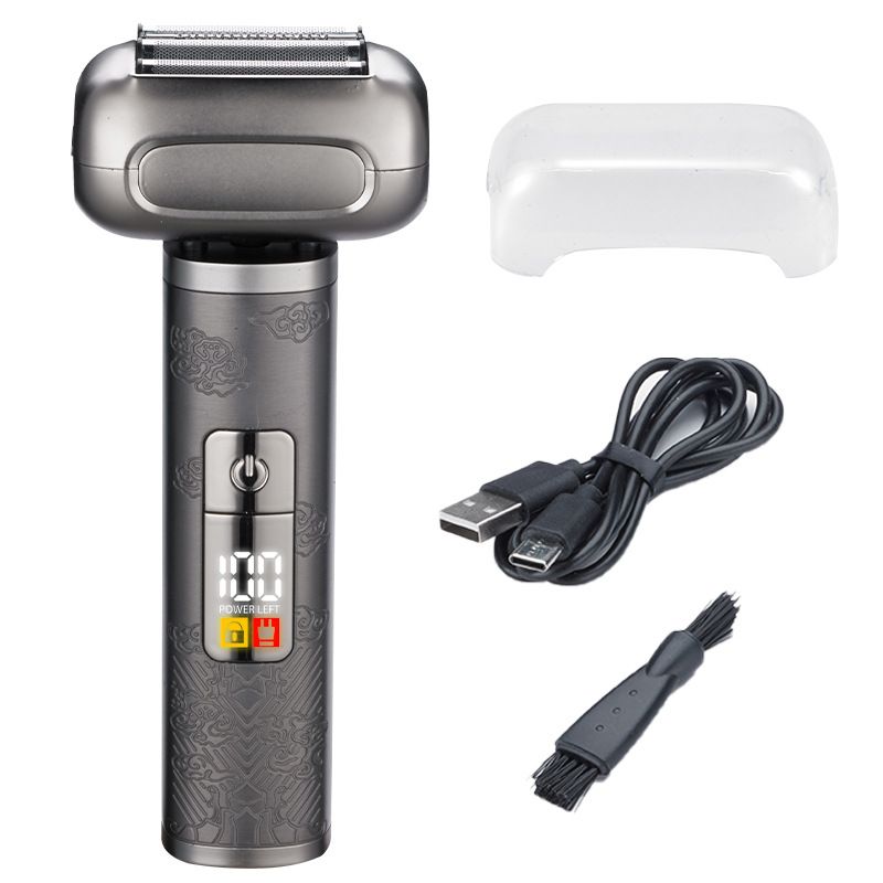 Rasoio elettrico rotante a 4 lame per uomo - Ultra silenzioso (meno di 36 dB), display LED, rasatura impermeabile a secco/bagnato, batteria con durata di 20 ore_voghion.com