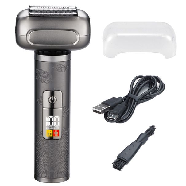 Rasoio elettrico rotante a 4 lame per uomo - Ultra silenzioso (meno di 36 dB), display LED, rasatura impermeabile a secco/bagnato, batteria con durata di 20 ore_voghion.com