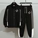 Winter-Ready Zip-Up Track Suit – Contrast Colorblock & Bold Letter Print (Black/Ivory)_voghion.com