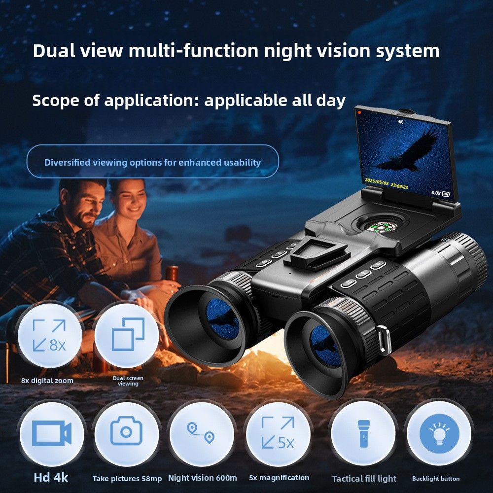 Dispositivo montato sulla testa per il commercio estero, telescopio per esterni, binocolo HD a infrarossi, occhiali per la visione notturna a doppio schermo_voghion.com