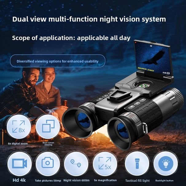 Dispositivo montato sulla testa per il commercio estero, telescopio per esterni, binocolo HD a infrarossi, occhiali per la visione notturna a doppio schermo_voghion.com