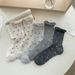 Summer Stacking Socks Thin Women's Summer Long Tube Ballet Crimped Mesh Gray New Bow Medium Tube Miu Series_voghion.com