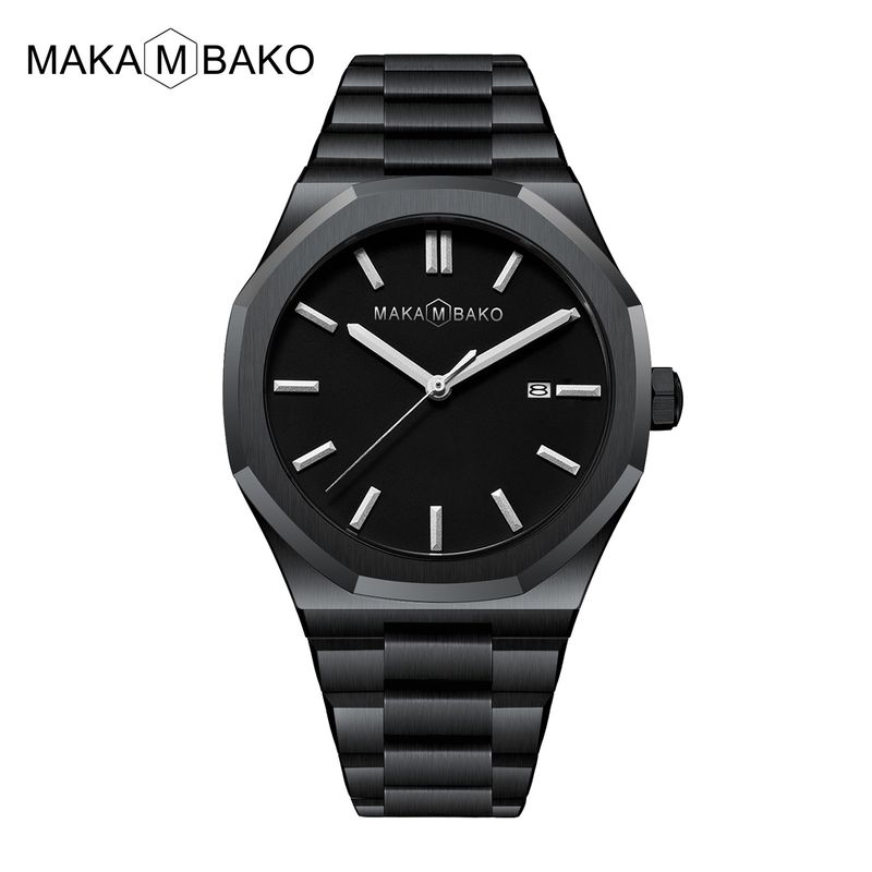 Men's Stainless Steel Quartz Watch With Japanese Miyota 2115 Movement, Date Display, Octagonal Case, And Mineral Crystal Glass_voghion.com