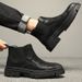 thick-soled Martin Boots Heightening Leather Boots Men's Shoes Velvet Leather Casual Medium And High-top Cigarette Tube Chelsea Leather Boots_voghion.com