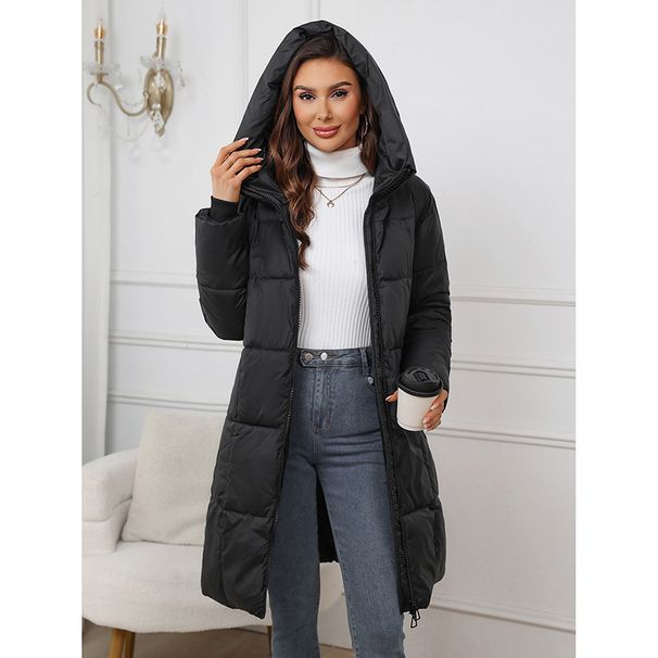 Women's Elegant Long Hooded Coat With Detachable Rabbit Fur Collar, Slim Fit Winter Jacket For Cold Weather (Black, Brown, White, Khaki, Red)_voghion.com