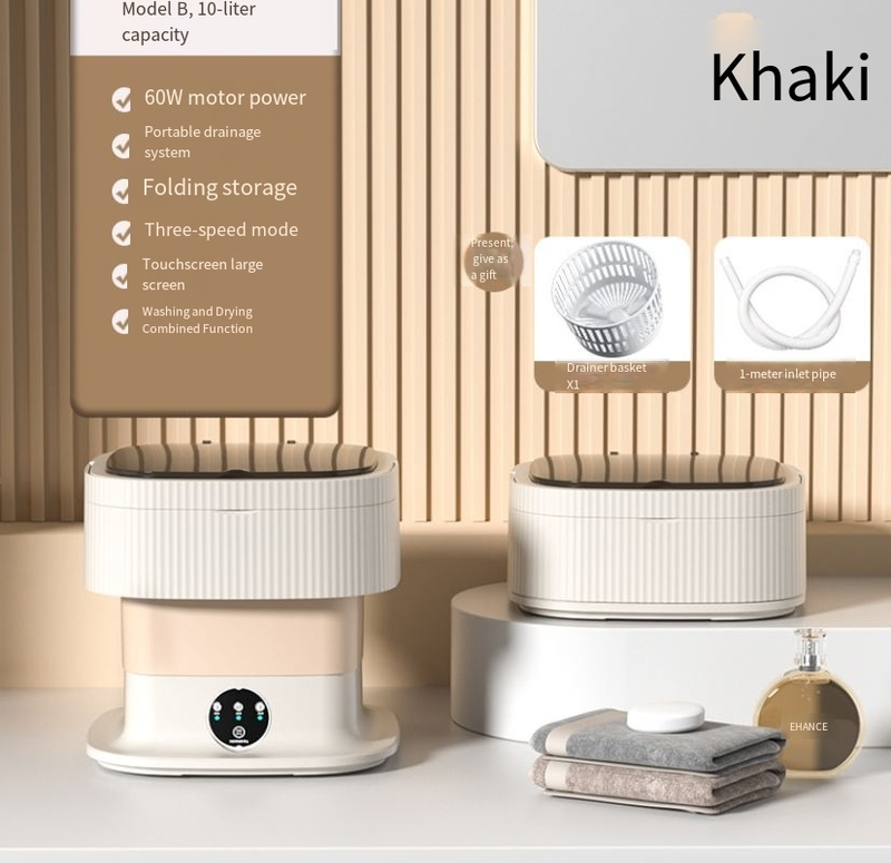 Klappwaschmaschine, 10 l, große Kapazität, tragbar, zum Waschen und Trocknen von Unterwäsche, integrierte Mini-Waschmaschine_voghion.com
