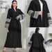 Damenbekleidung Naher Osten Muslimische Mode Elegante Strickjacke Stickerei Gürtel Kleid Tasche Robe_voghion.com
