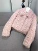 Women's Faux Shearling Jacket – Winter Short Puffer Coat With Fur Collar (White/Mauve, S/M/L)_voghion.com