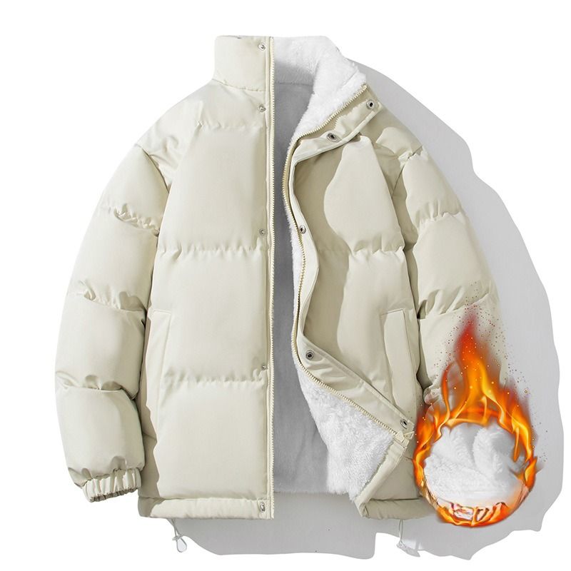 Men's Winter Fleece-Lined Jacket – Korean Style Oversized Coat With Polyester Fill (Warm & Stylish For Casual Wear)_voghion.com