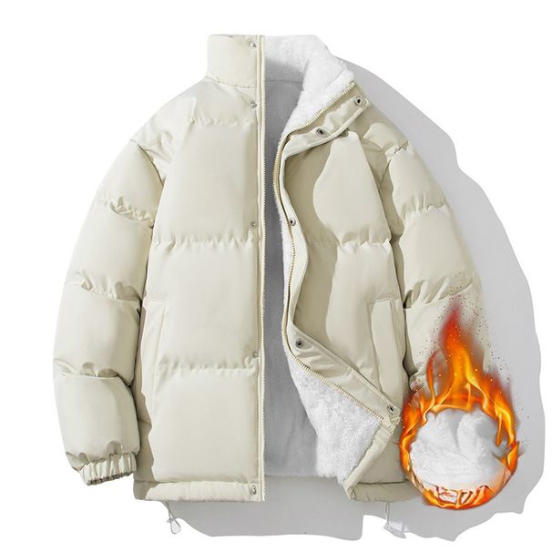 Men's Winter Fleece-Lined Jacket – Korean Style Oversized Coat With Polyester Fill (Warm & Stylish For Casual Wear)_voghion.com