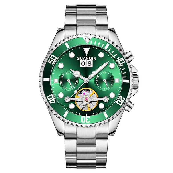 GUANQIN - Reloj de pulsera automático para hombre, con esqueleto y cristal de zafiro, con volante de inercia, mecánico, con fecha y semana, para hombre_voghion.com