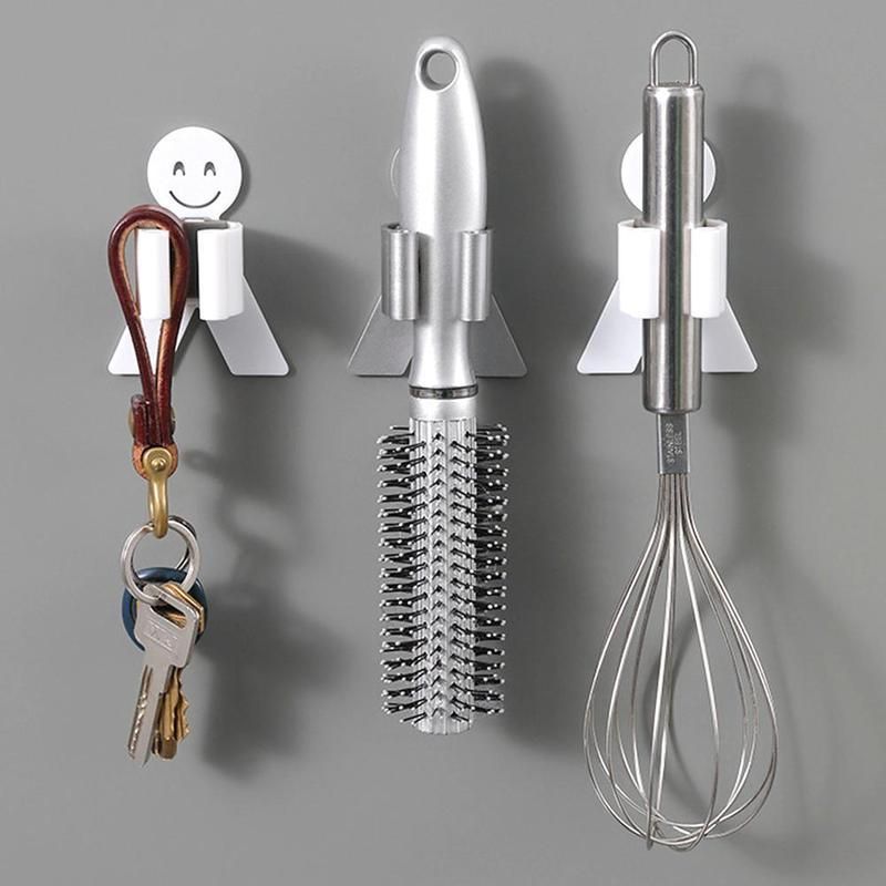 Smiley mop rack hook strong seamless mop clip cartoon seamless mop storage clip in stock_voghion.com
