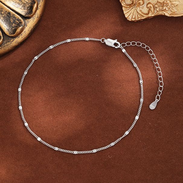 Cavigliera rotonda glitterata per donna, in argento puro, estiva, da spiaggia, per studenti coreani e giapponesi, semplice, alla moda e versatile._voghion.com