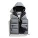 Men's Autumn Winter Warm Hooded Loose Solid Color Public Version Sleeveless Jacket PU Cotton Vest Graphite_voghion.com
