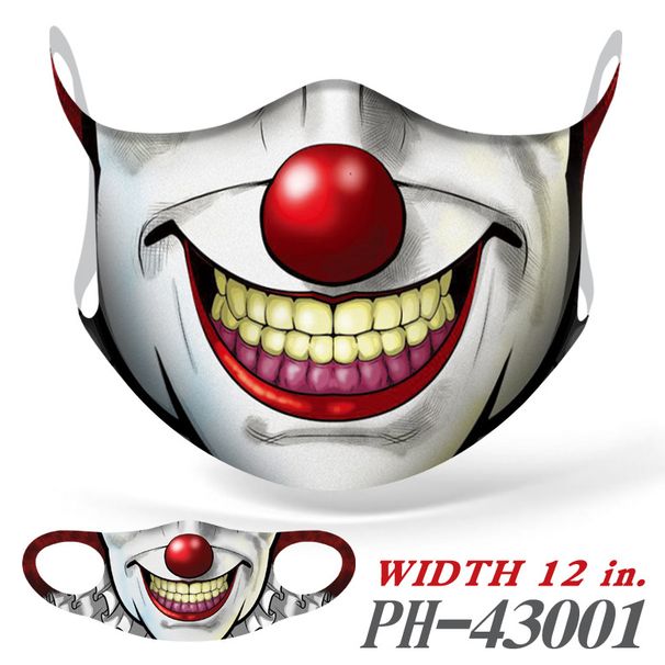 Cute Clown Merchandise Printed Cosplay Full Color Ice Silk Seamless Dustproof Face Unisex Trendy Mask_voghion.com