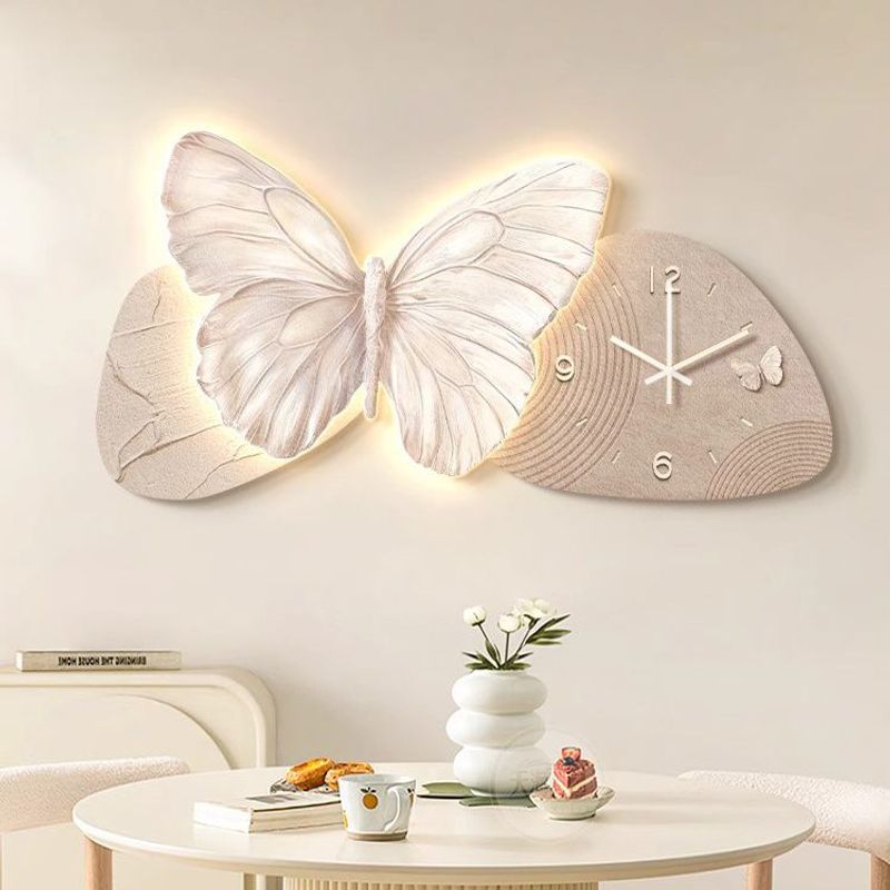 Relógio de parede estilo borboleta creme de alta qualidade para restaurante e sala de estar_voghion.com